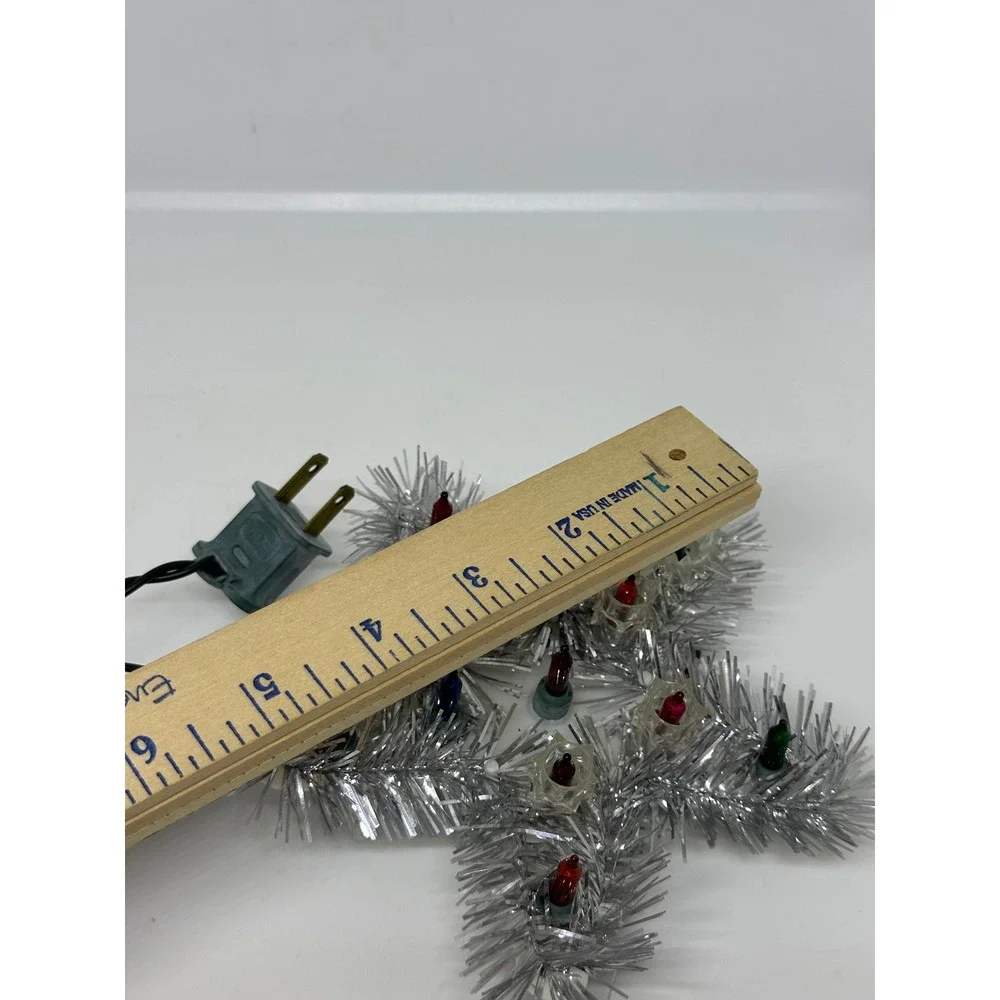 VTG Christmas Tree Topper Star Silver Tinsel Multi Color Lighted Holiday Decor